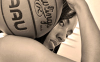 High school senior playing Girl's basketball player studio session at Lawanda King Photography