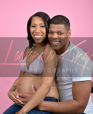 Maternity session with pink background at Lawanda King Photography studio