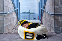 Newborn portrait session with stadium background at Lawanda King Photography studio