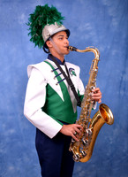 High school senior playing trumpet during studio session at Lawanda King Photography
