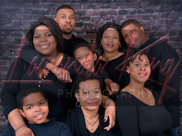 Large family group picture during studio session at Lawanda King Photography