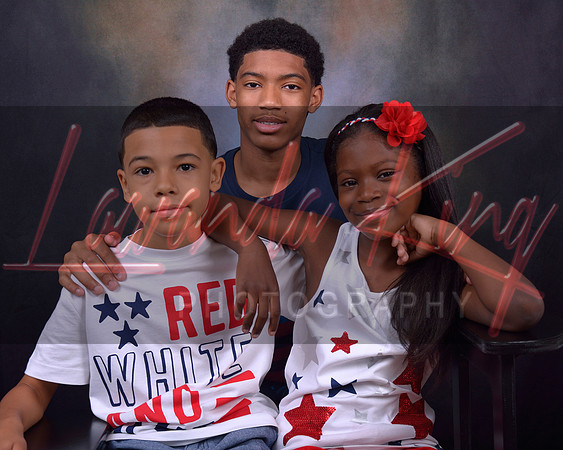 Children in studio portrait session abstract background at Lawanda King Photography