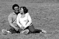 Black and white outdoor engagement session at Bladensburg Waterfront Park in Prince George's County