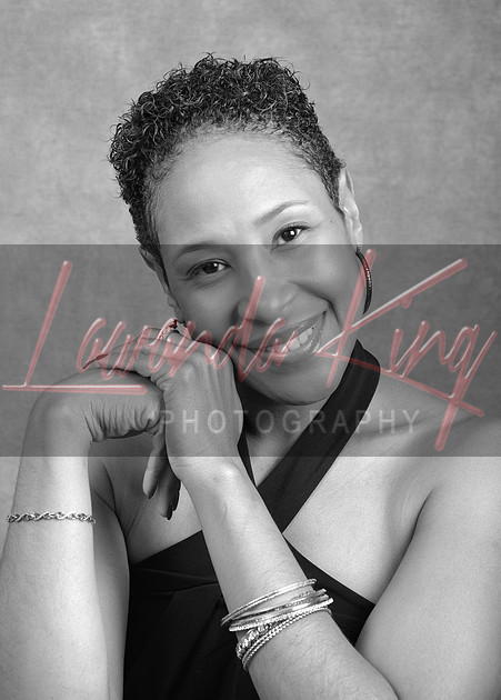 Black and white professional headshot at Lawanda King Photography studio in Waldorf, MD